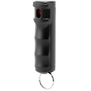 Mace Pepper Spray Hard Case with Flip Top and Keyring- Up To 10 Feet, Front View with Top Down