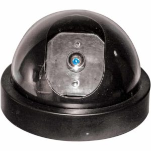 This dummy dome camera features a motion-activated LED, designed to deter potential intruders without the need for actual recording capabilities. Its discreet appearance makes it suitable for various applications, providing a cost-effective security solution