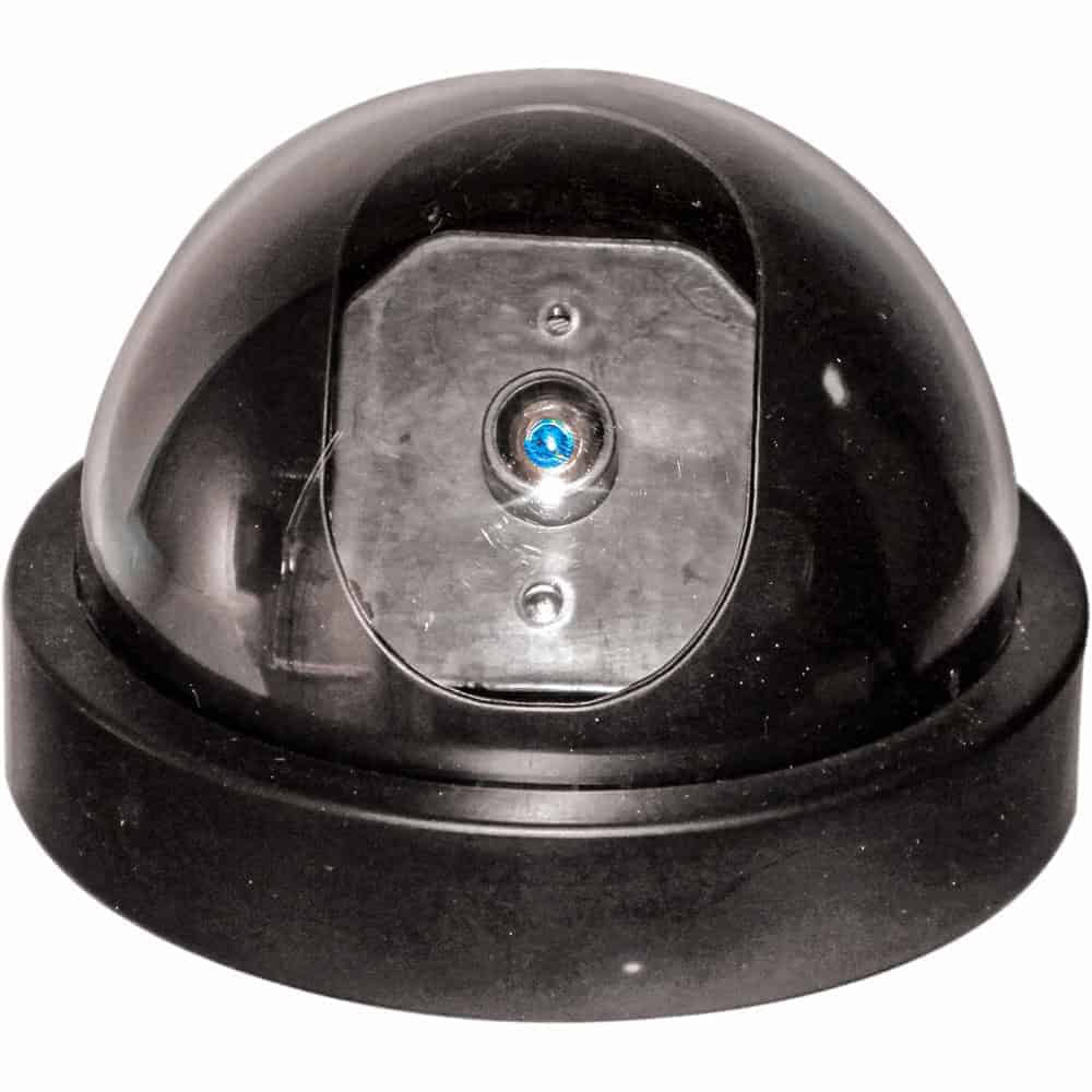 Dummy Dome Security Camera with Flashing LED – Motion-Activated Red Light, Realistic Surveillance Deterrent, Wall Mount and Screws Included, ABS Plastic Housing, Battery Operated, Black