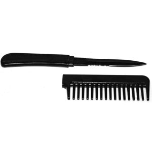 Black Comb with Knife in Handle Blade Exposed