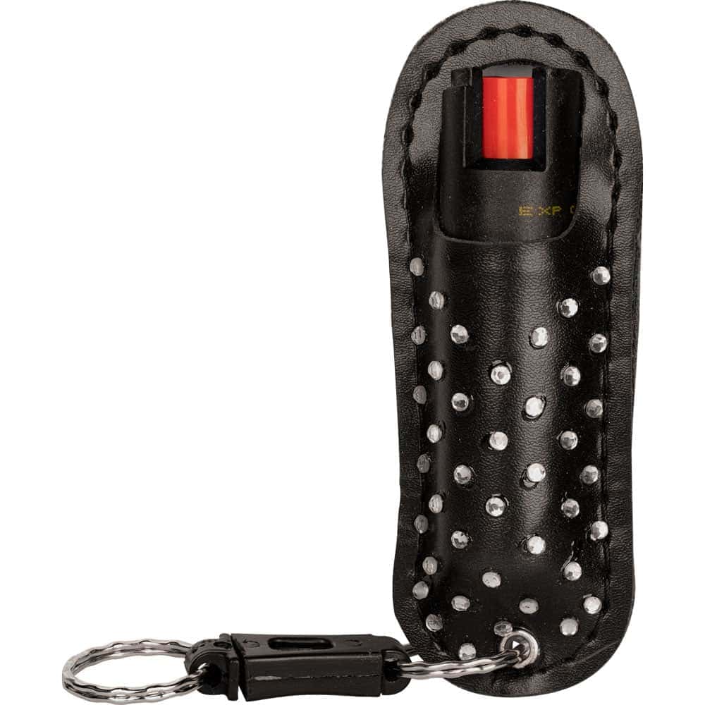 RhineStone Black Pepper Shot Halo Holster with Quick Disconnect Key Ring Front View