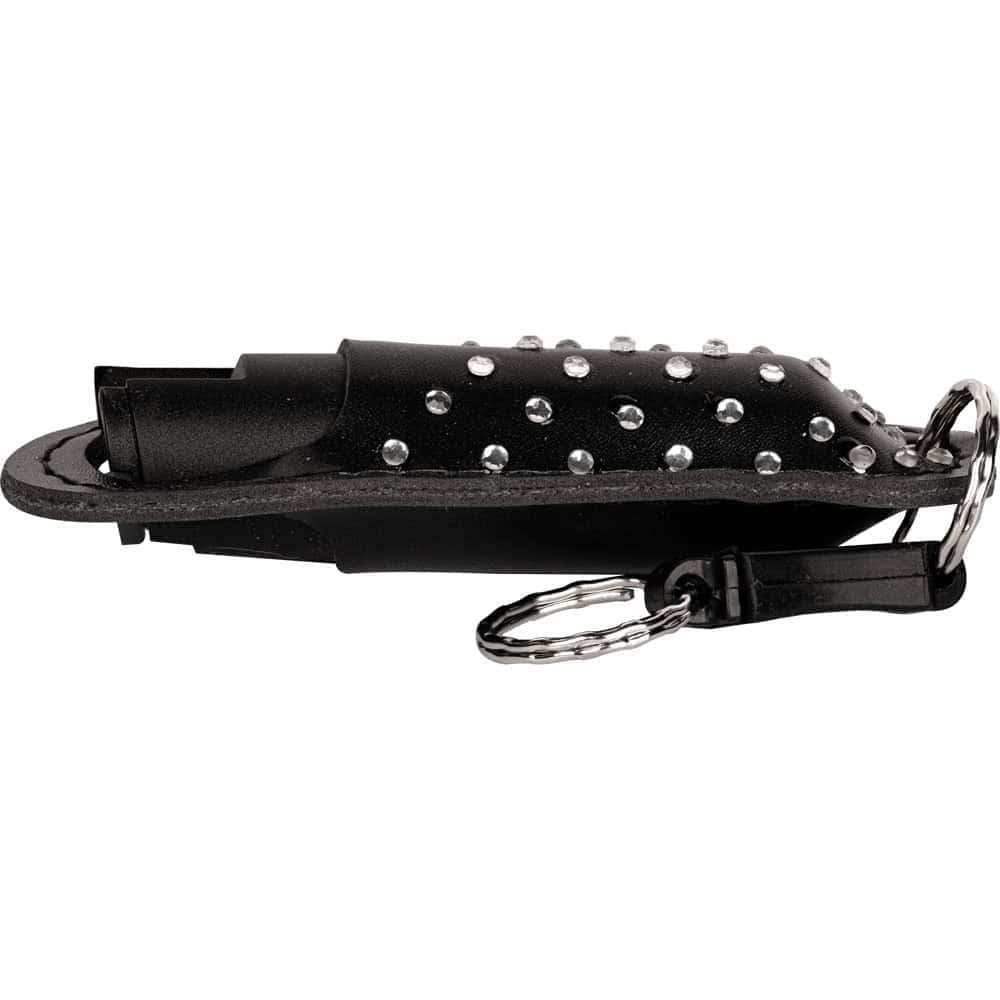 RhineStone Black Pepper Shot Halo Holster with Quick Disconnect Key Ring Side View