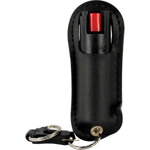 Black Pepper Shot Halo Holster with Quick Disconnect Key Ring Front View