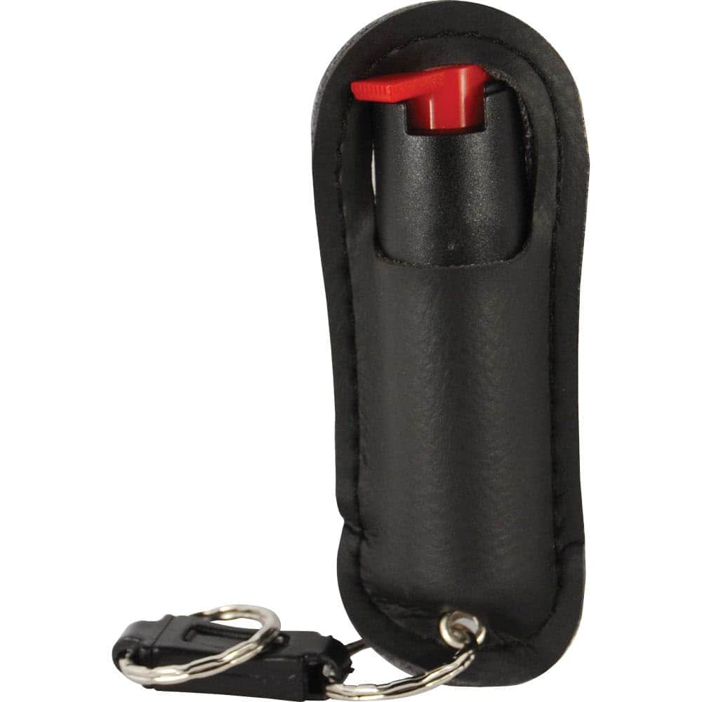 Black Pepper Shot Halo Holster with Quick Disconnect Key Ring Front View