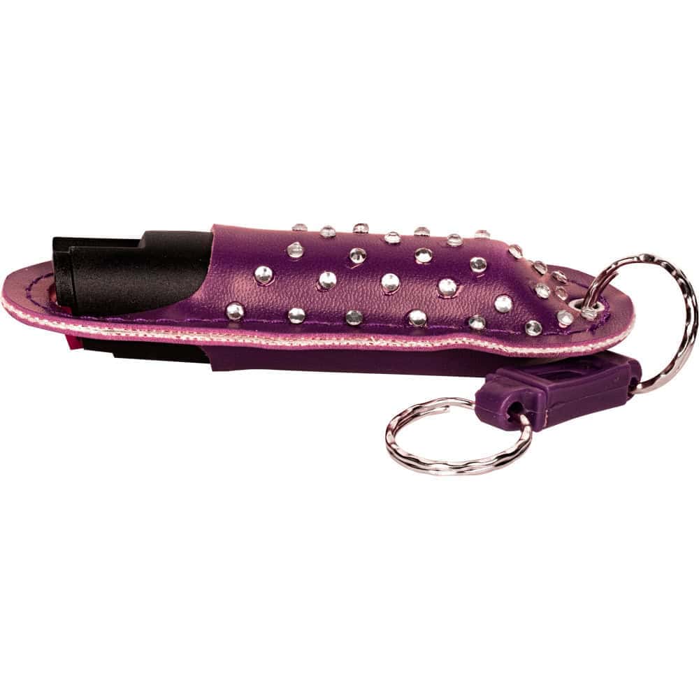 RhineStone Purple Pepper Shot Halo Holster with Quick Disconnect Key Ring Side View