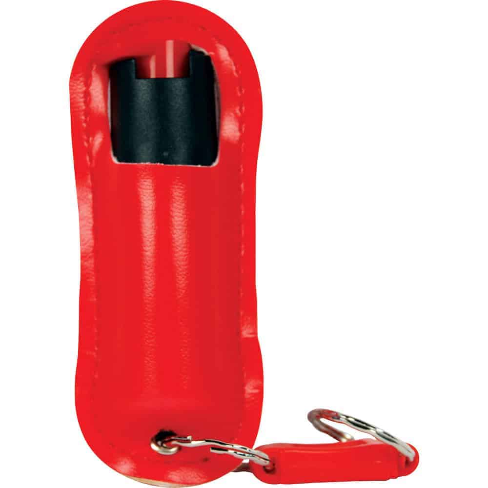 Red Pepper Shot Halo Holster with Quick Disconnect Key Ring Front View