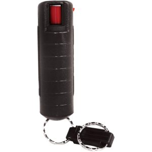 Black Pepper Shot Pepper Spray Hard Case Belt Clip and Quick Release Key Chain Front View