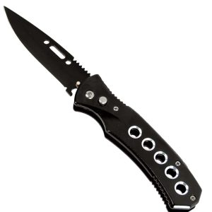 Automatic Heavy Duty Knife with 5 Hole Handle - Black