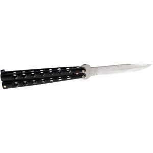 Black Handle Butterfly Knife with Silver Blade