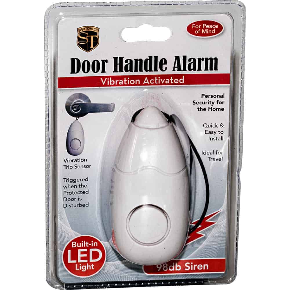 Portable Door Guard 98dB Alarm with Flashlight in Retail Package