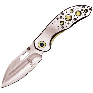Assisted Open Folding Pocket Knife with Two Tone Blade Opened