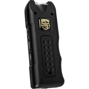 Black MultiGuard Stun Gun Rechargeable With Alarm and Flashlight Front View