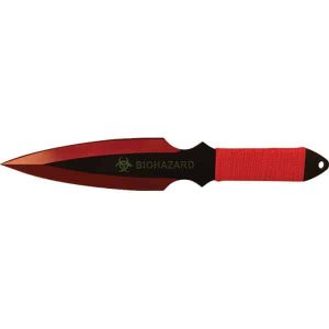 Red Blade with Red Wrapped Handle 2 Piece Throwing Knife Biohazard Advanced Safety Tech Red Blade with Red Wrapped Handle 2 Piece Throwing Knife Biohazard