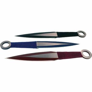 3 Piece Throwing Knife Assorted Color – Black, Blue, Red Advanced Safety Tech 3 Piece Throwing Knife Assorted Color – Black, Blue, Red