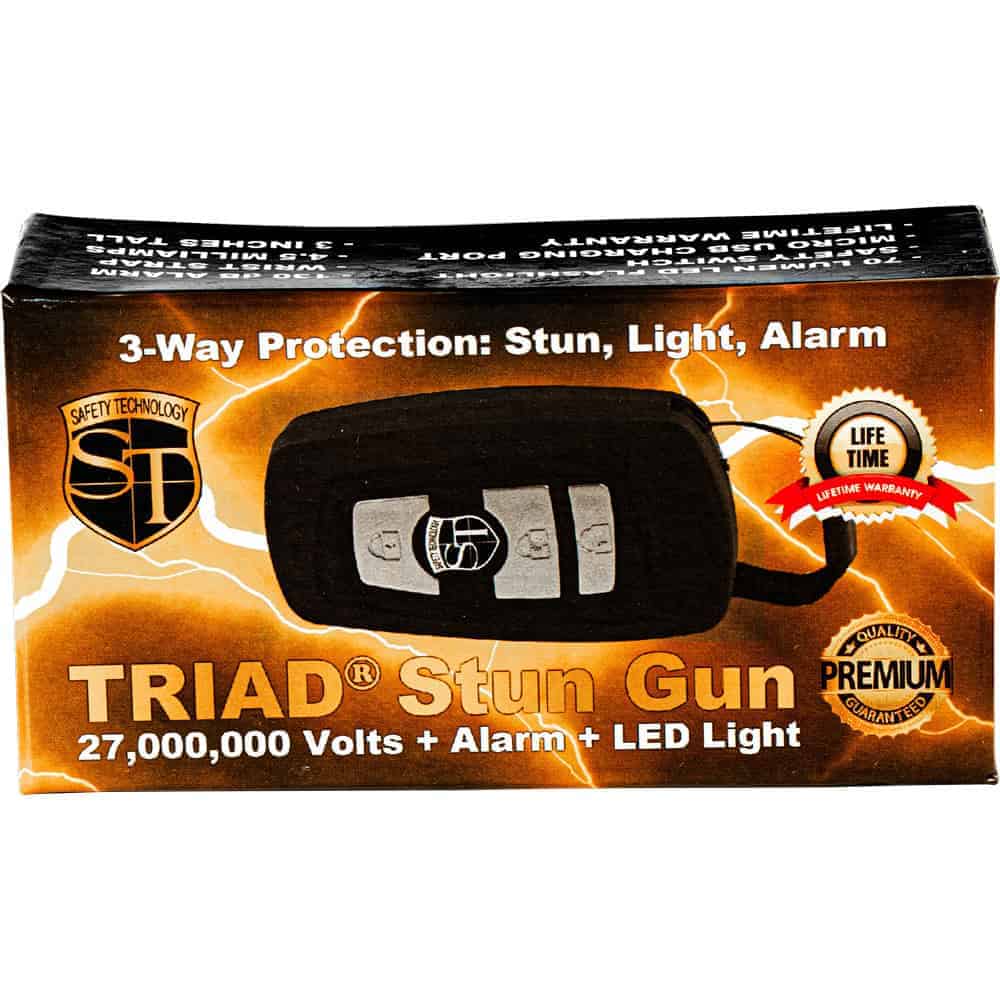 Silver and Black Triad 27 Million Volt Key Fob Stun Gun Retail Box