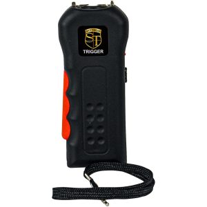 Black 75 Million Volt Trigger Stun Gun Flashlight with Disable Pin Front View