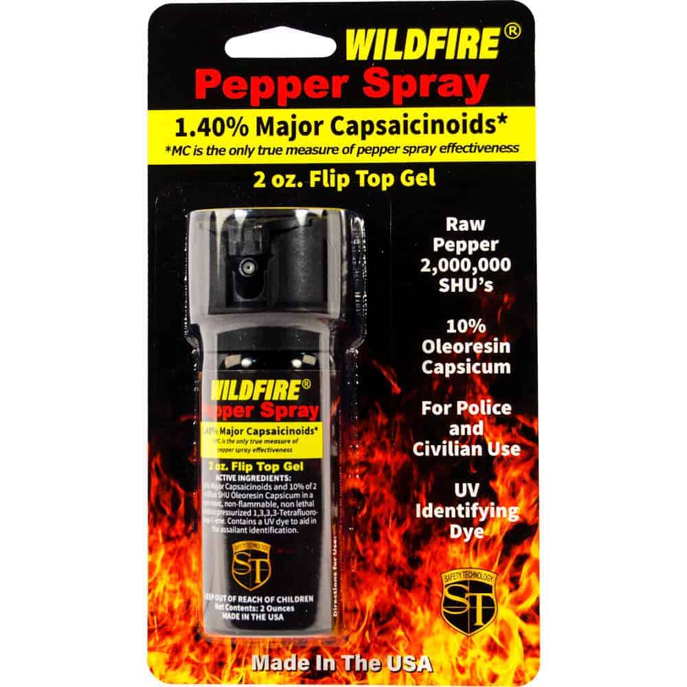 Wildfire Pepper Gel 1.4% MC, 2 Million SHU – Adhesive Gel Formula, Flip-Top Actuator, UV Dye, 8-15 Foot Range, Indoor Safe, Available in 2oz (6-8 Bursts) and 4oz (18-20 Bursts), Reduced Cross-Contamination