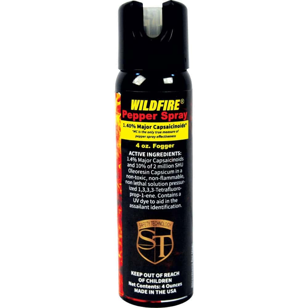 WildFire Pepper Spray Fogger 4 oz – 1.4% Major Capsaicinoids, 2 Million SHU, 15-18 Foot Range, 18 One-Second Bursts, Glow-in-Dark Actuator, UV Marking Dye, Area Coverage for Security and Home