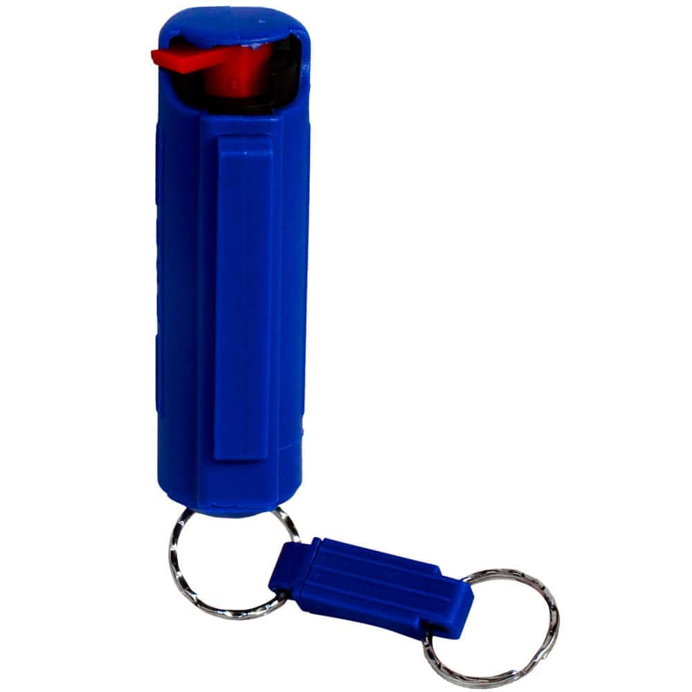 Blue Wildfire 1/2 Ounce Pepper Spray Hard Case with Belt Clip and Quick Disconnect Keyring Rear View