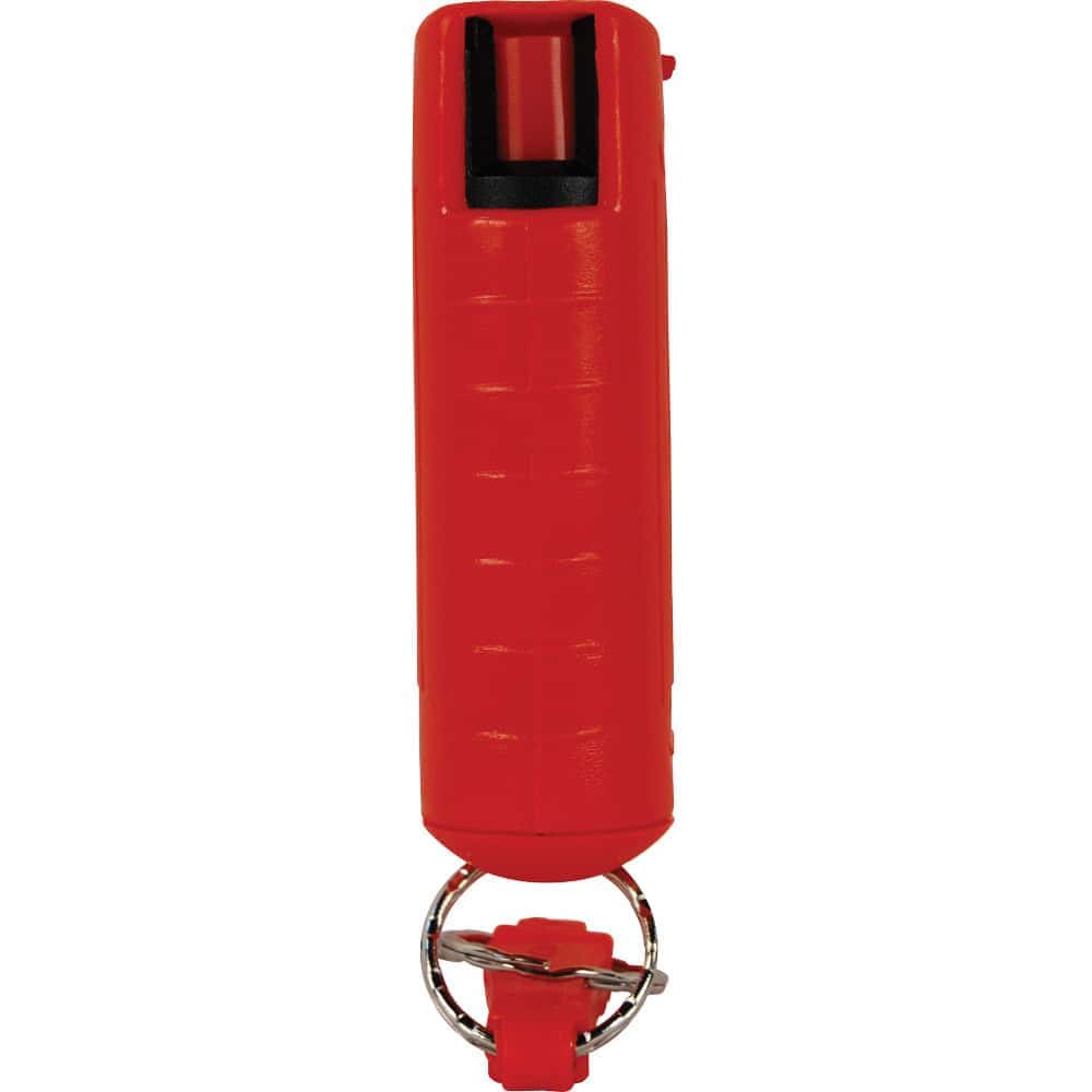 Red Wildfire 1/2 Ounce Pepper Spray Hard Case with Belt Clip and Quick Disconnect Keyring Front View