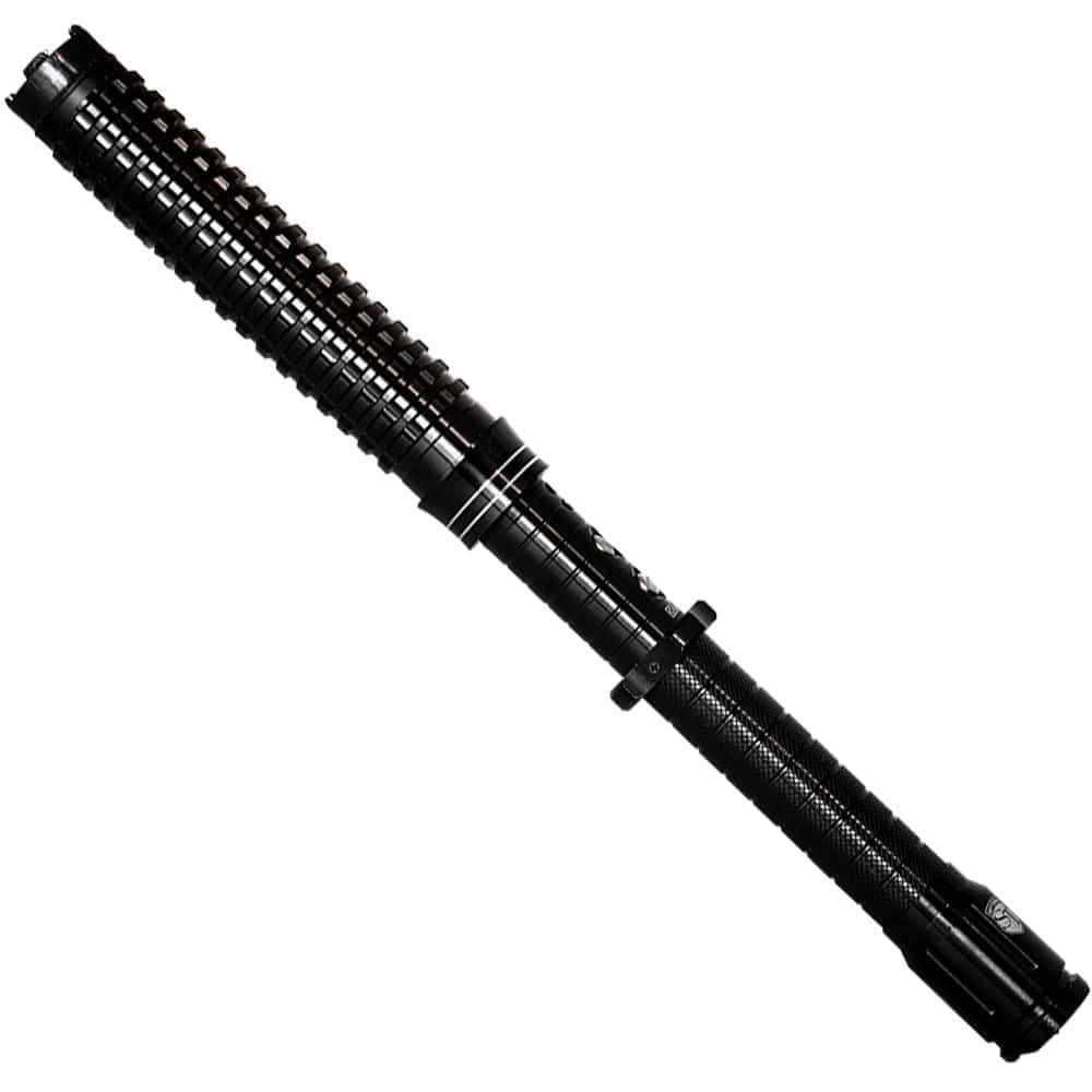 The Twist of Fate is a full-aluminum, rechargeable stun baton with a flashlight that extends with a simple twist, taking you from 16¾” to over 19″ of striking distance in seconds